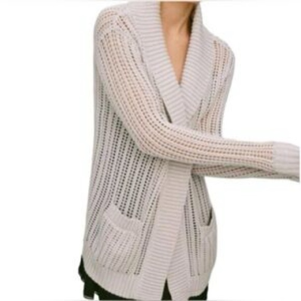 💕🌿 Aritzia Sunday Best Women Taupe Loose Crochet Knit Cardigan Sweater Sz XXS